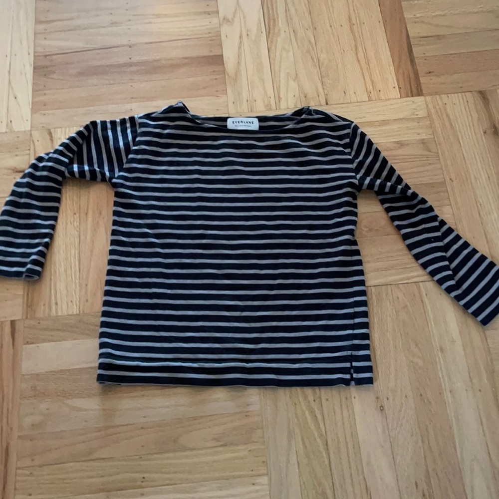 Everlane oversize striped grey and black shirt